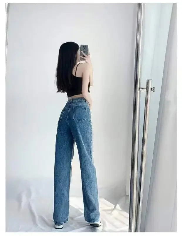 Women's High-Waisted Slim Jeans™ Plus Size Straight-Leg Long Pants