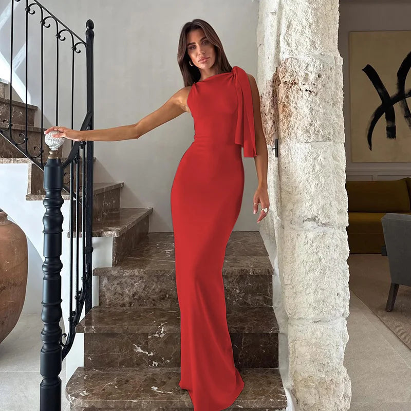 Women's Solid O Neck Sleeveless Patchwork Dress™ Bodycon Maxi Prom Summer Dress