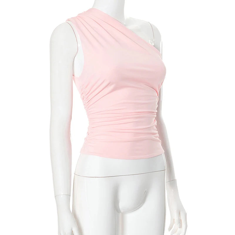 Women's One Shoulder Backless Shrink Tank Top™ Tight Sexy Sleeveless Neckless Slim T-Shirt