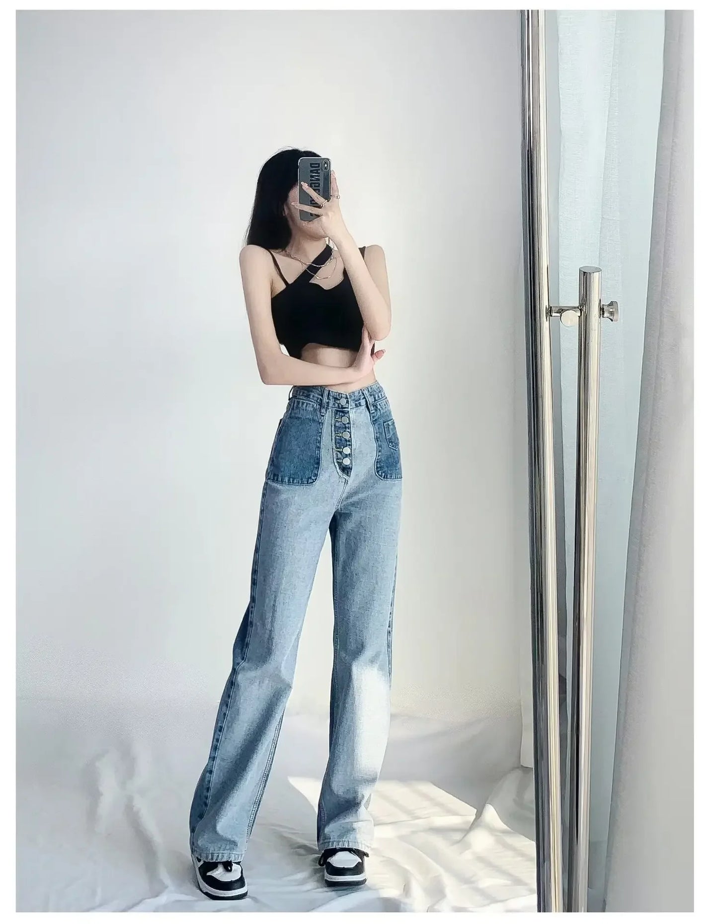 Women's High-Waisted Slim Jeans™ Plus Size Straight-Leg Long Pants