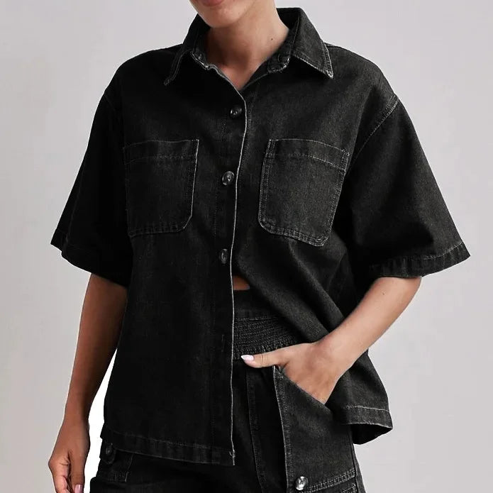 Women's Cross-Border Summer Suit™ Casual Vintage Loose-Fit Denim Shorts Suit