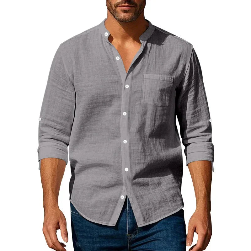 Men's Casual Linen Suit™ Long Sleeve Crew Neck T-shirt +Loose Fit Pants