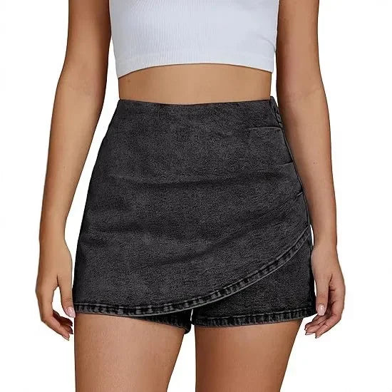 Women's High Waist Denim Shorts™ Elastic Asymmetric Wrap Pants Cross-Border Shorts