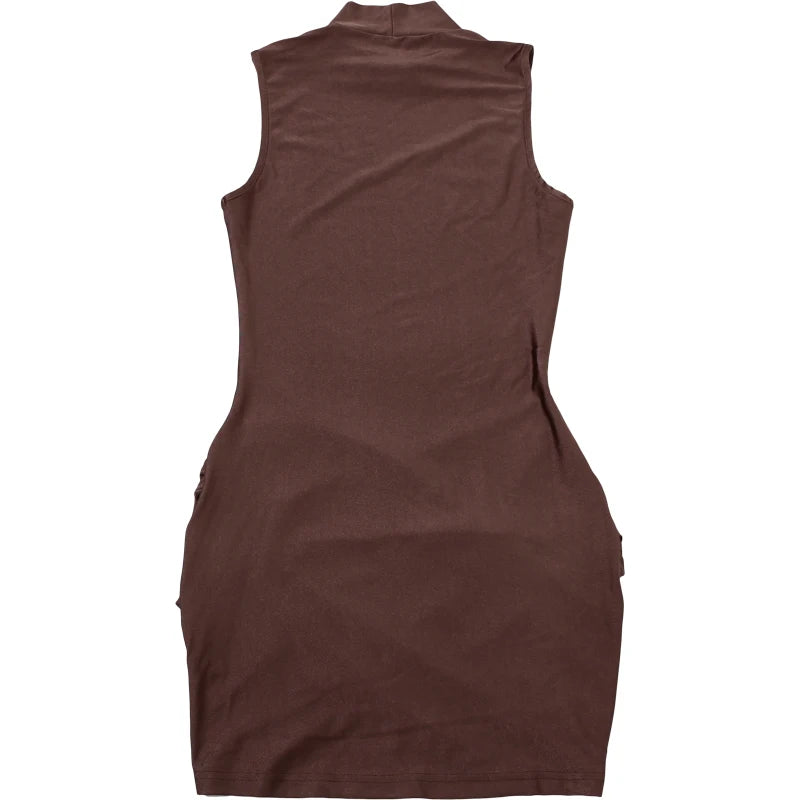 Women's Cross Ruffles Mini Dress™ Half High Collar Sleeveless Skinny Bodycon