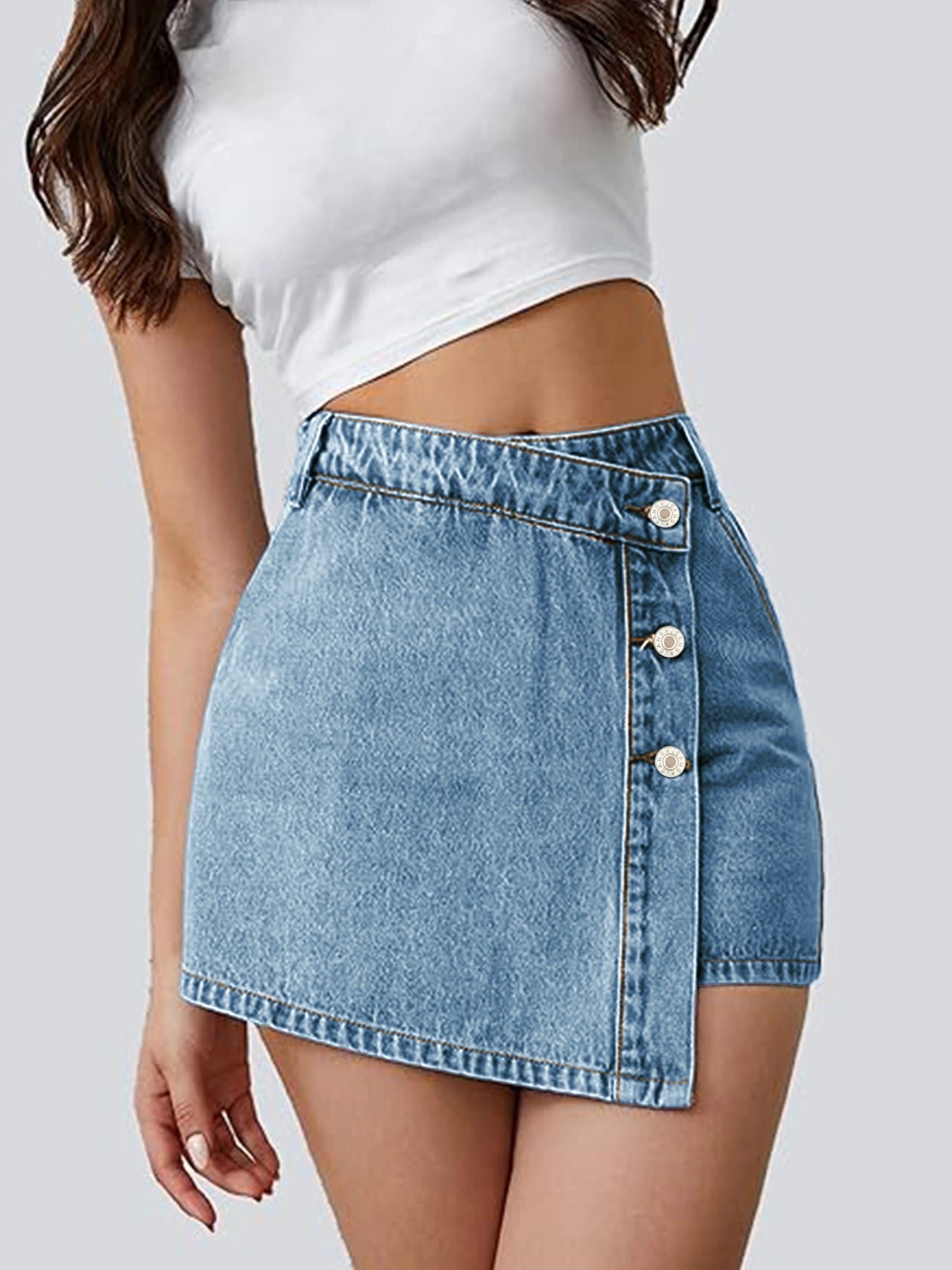 Women's Denim Shorts High waisted Asymmetric Shorts™ Button front Y2K Style Jeans