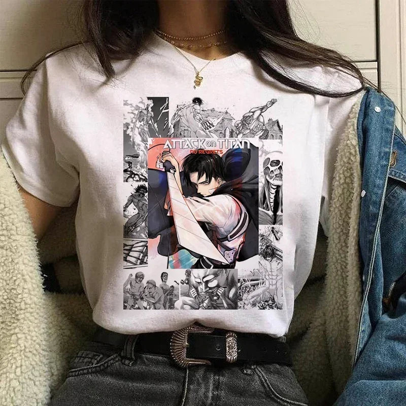 Women's T shirt™ Levi Ackerman Attack On Titan Anime Comics Japanese Graphic Cartoon Streetwear Tops