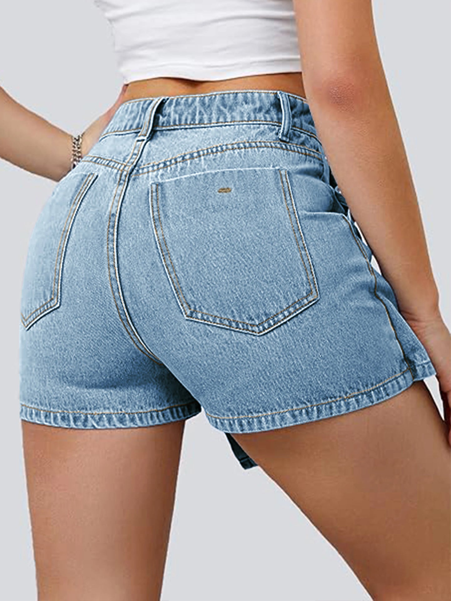 Women's Denim Shorts High waisted Asymmetric Shorts™ Button front Y2K Style Jeans