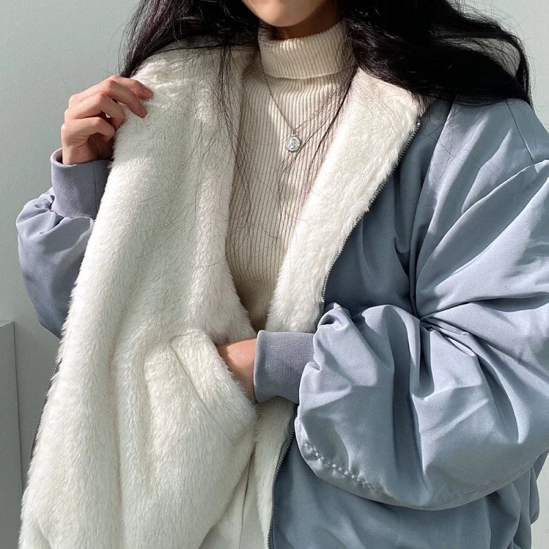 Women's Jackets™ Korean Parkas Oversized Double Sided Hooded Coat