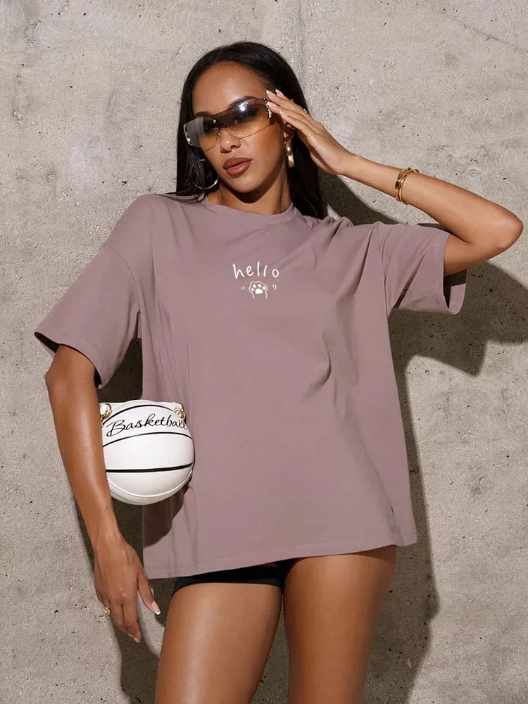 Women's Hirsionsan Graphic Printed Cotton T Shirts™ Oversized Casual Soft Short Sleeve Summer Tops