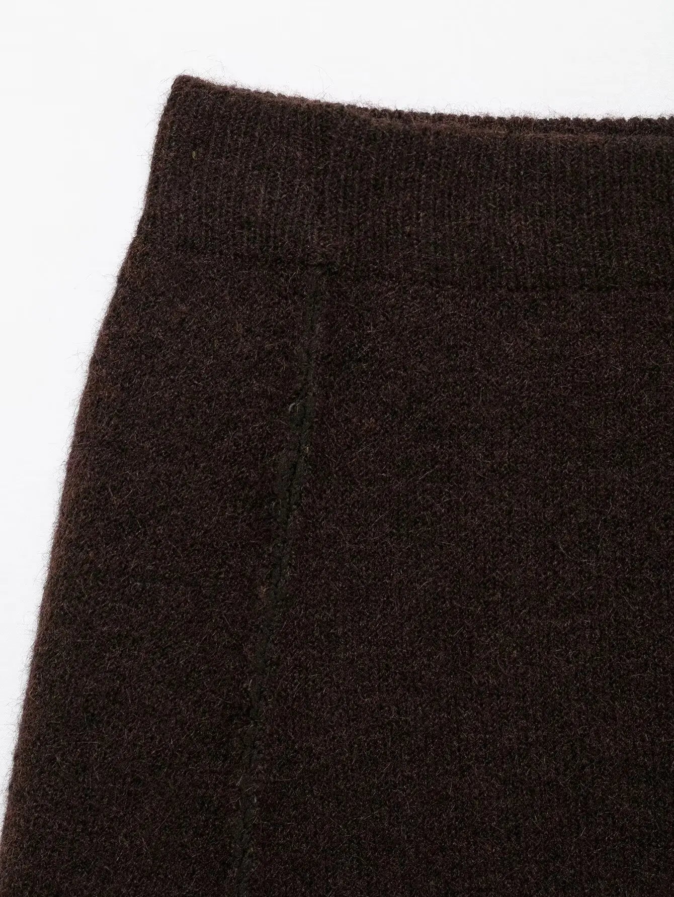 TRAFZA Women's Knitted Brown Suit™ Buttons Pocket Cardigan Sweater and Elastic Waist Slim Mini Skirt