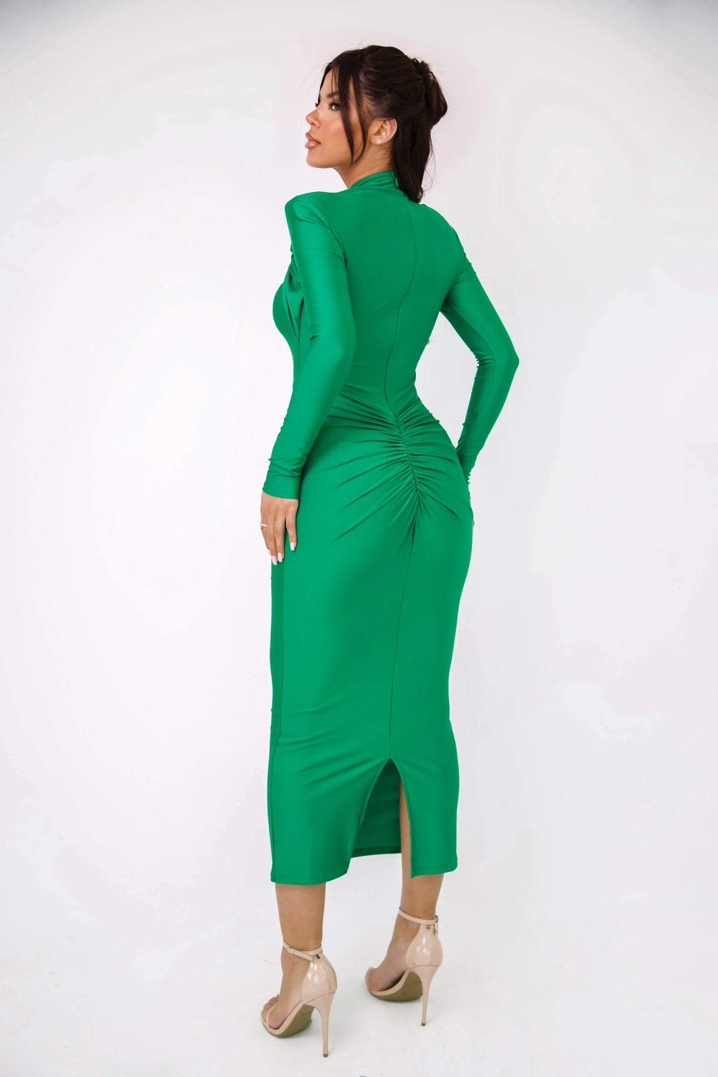 Women's Articat Tight Long Dress™ Elegant Long Sleeved Elastic Bodycon Pleated Hollowed Out Slim Dress
