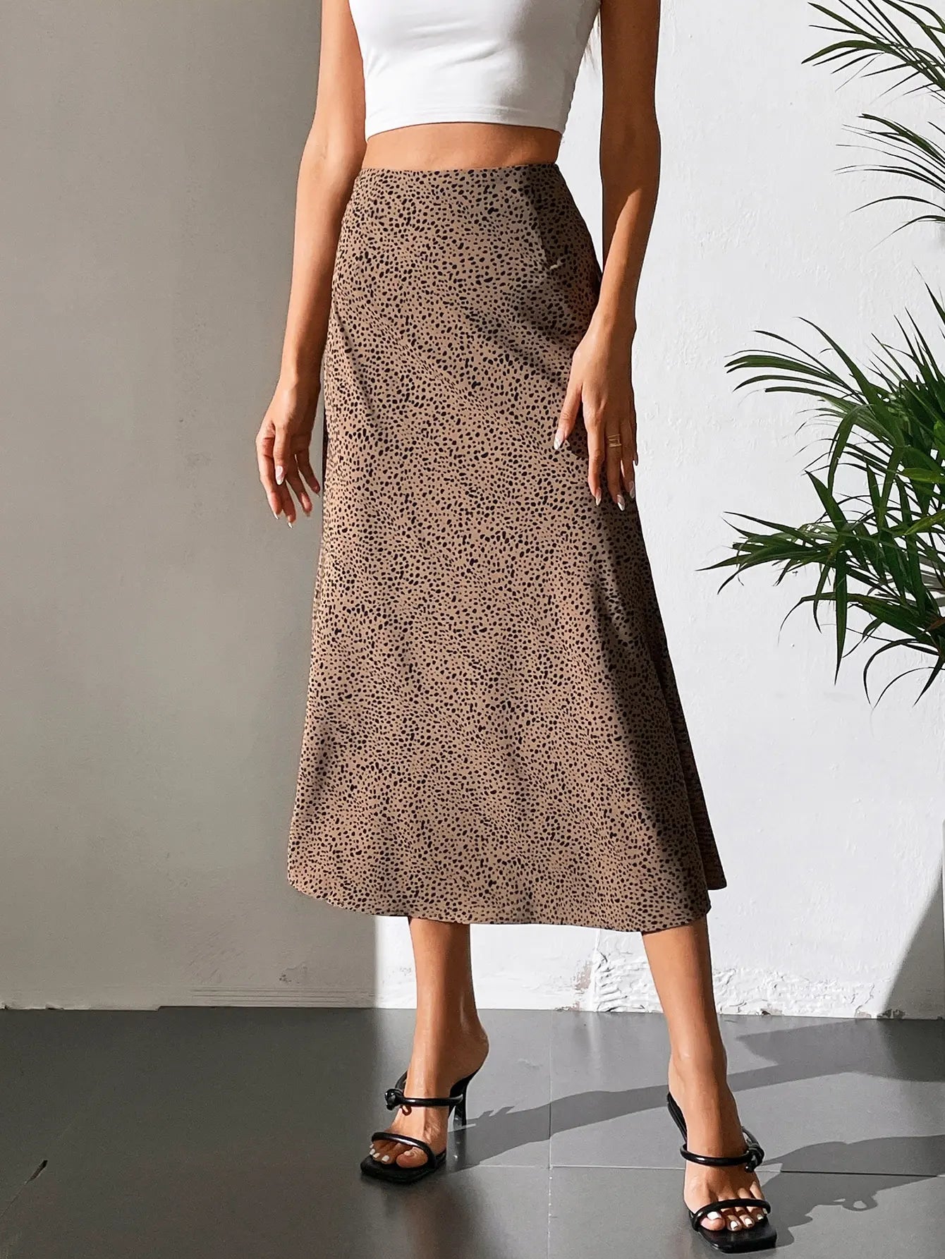 Women's Vintage Arty Print Polka Dot Leopard Skirt™ High Fanny Pack Hip A-line Straight Chiffon Skirt