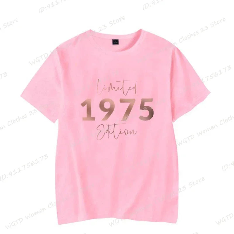 Women's Short Sleeve Crew Neck Tops™ Limited Edition 1975 Vintage Letter Print T-Shirts