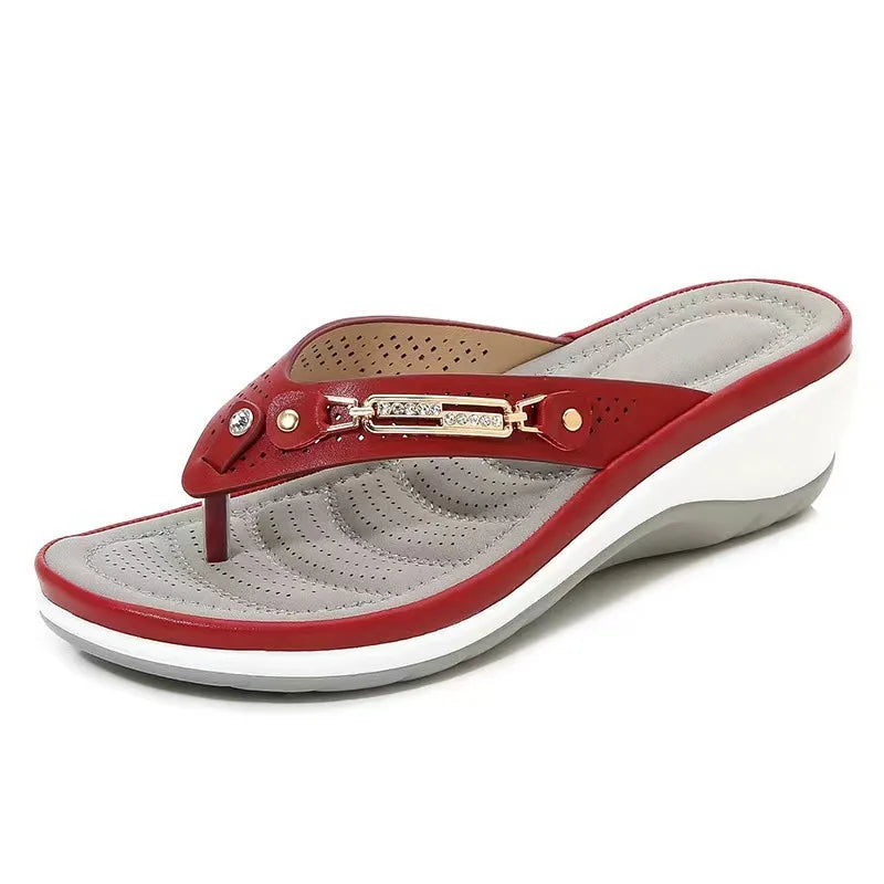 Women's Slippers™ Summer Metal Button Wedge Beach Outside Platform Leisure Flip Flops