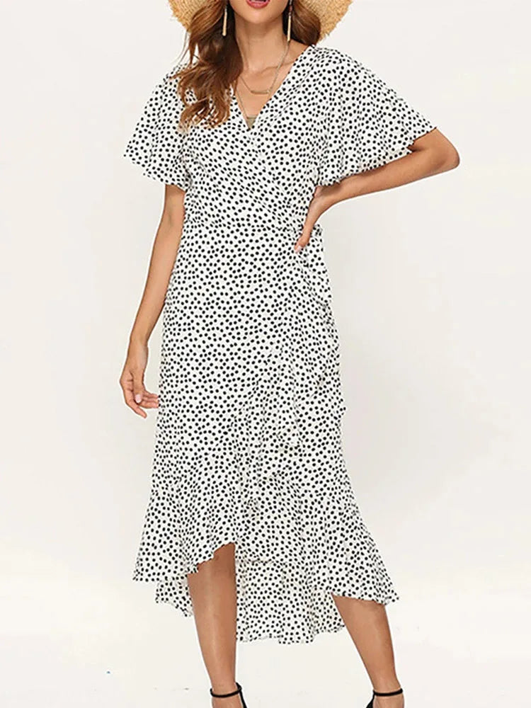 Women's Maxi Ruffles Wrap Dress™ Women Floral Print Boho Long Chiffon Dress