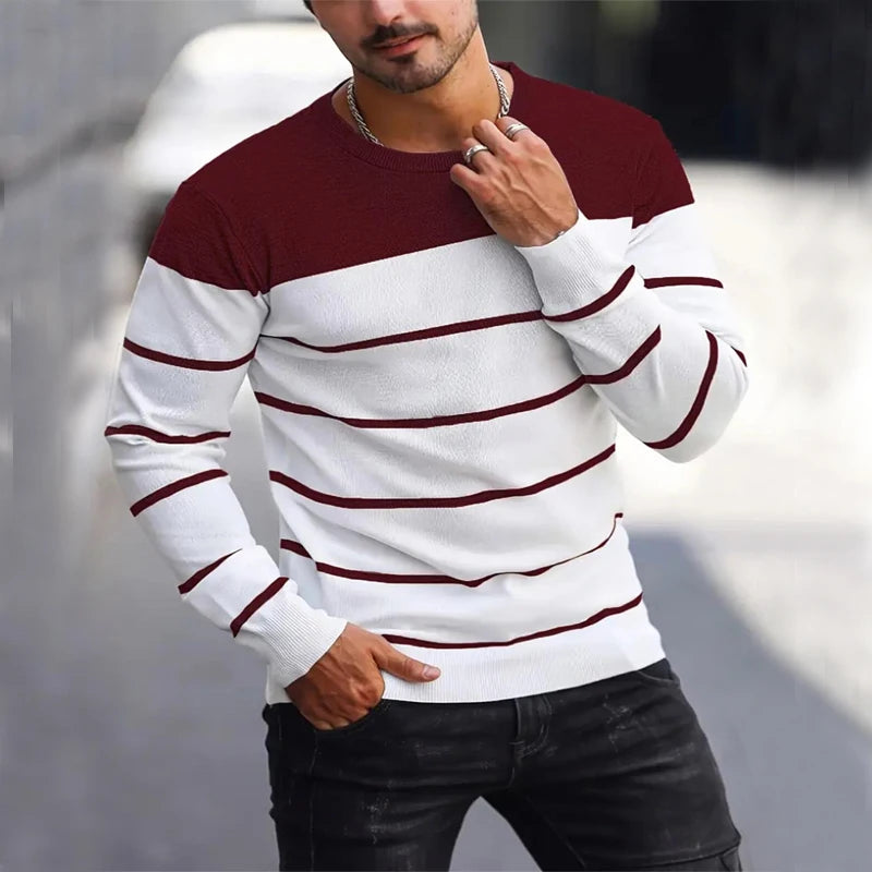 Men's Sweater™ O-neck Cotton Pullover Striped Knitted Sweaters