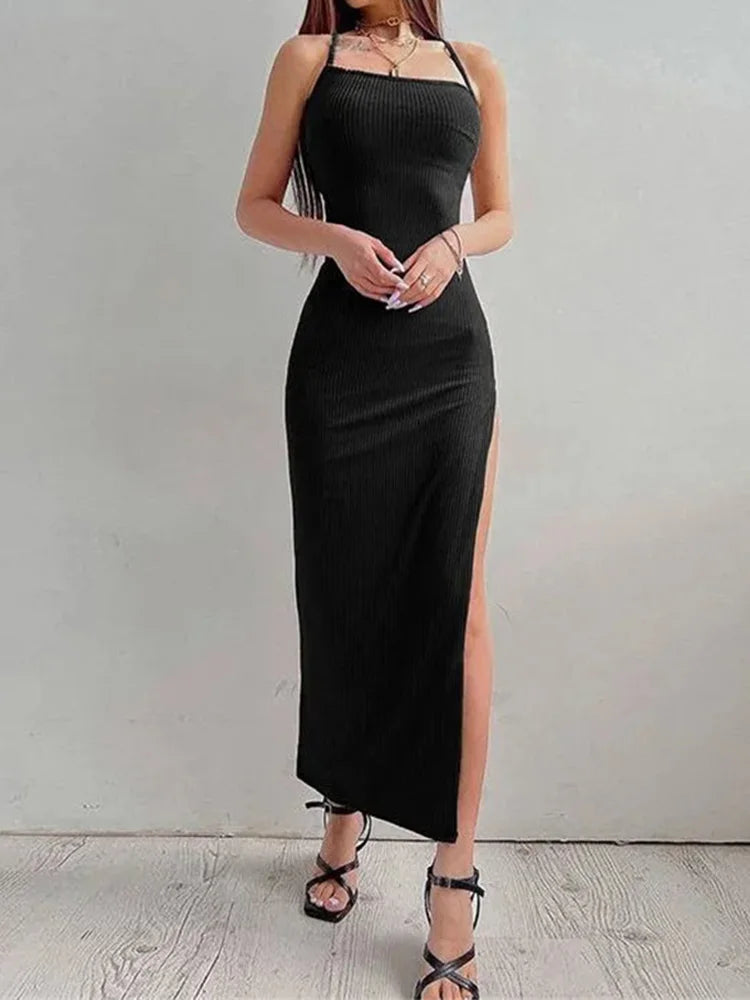 Women's High Split Bodycon Dress™ Summer Sleeveless Backless Halter Neck Spaghetti Strap Dresses