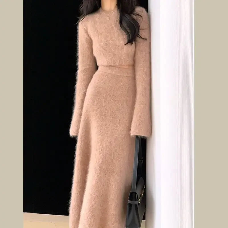 Women's Suit™ Autumn/winter High-end French Elegant Socialite Style Knit Sweater Dress Two-piece Suit