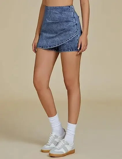 Women's High Waist Denim Shorts™ Elastic Asymmetric Wrap Pants Cross-Border Shorts