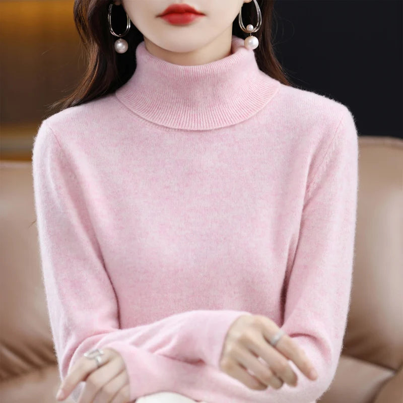 Merino Wool Cashmere Sweater™ Women Knitted Sweater Turtleneck Long Sleeve Pullovers