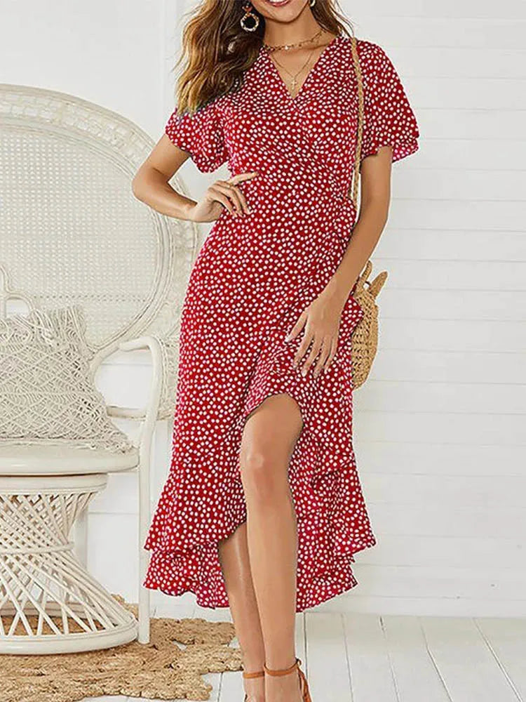 Women's Maxi Ruffles Wrap Dress™ Women Floral Print Boho Long Chiffon Dress