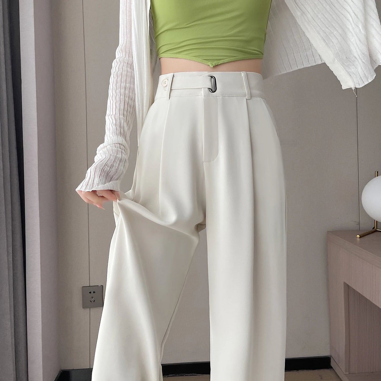 Seoulish Women's Casual Pants™ Wide Leg Solid Color High Waist Loose Trousers