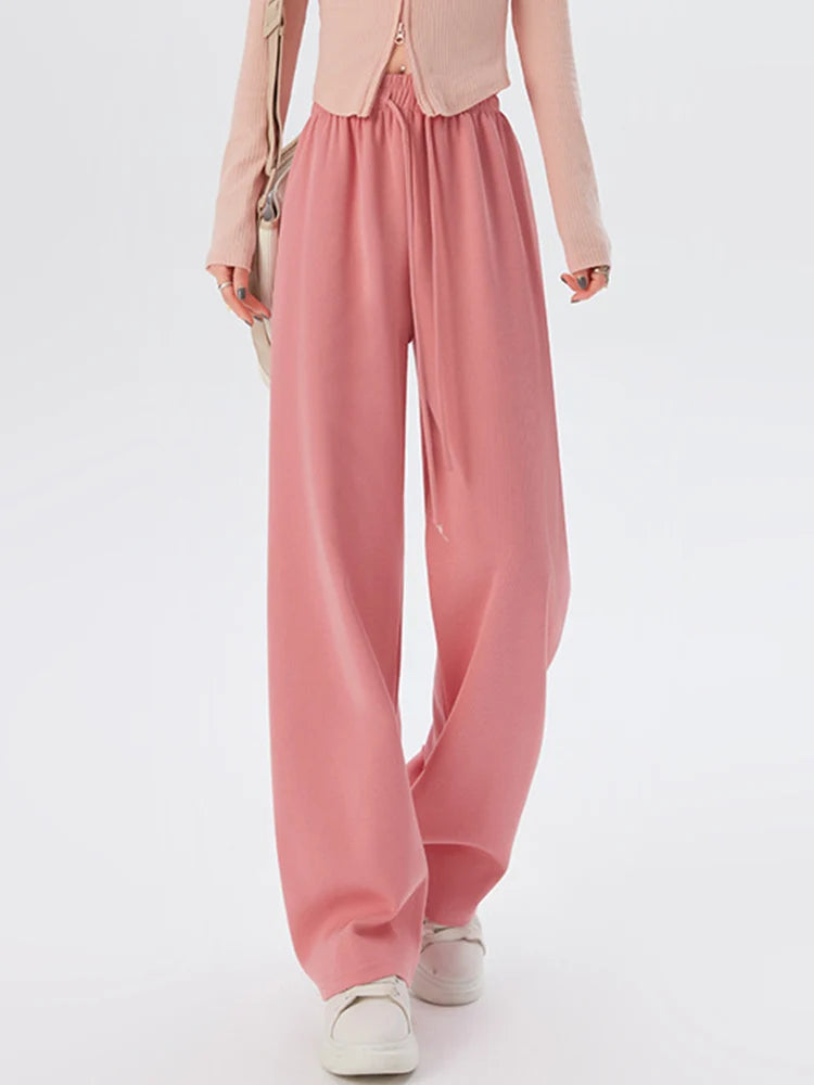 Women's Long Trousers™ Wide leg Elastic Waist Straight Knitted Trousers