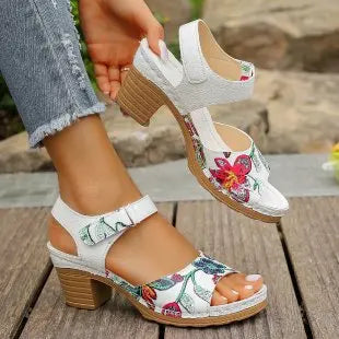 Women's Peep Toe High Heel Sandals™ Gladiator Chunky Heel Platform Flower Sandals