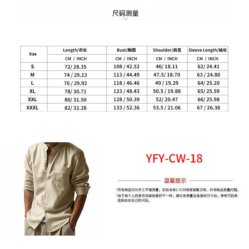 Men's Casual Linen Suit™ Long Sleeve Crew Neck T-shirt +Loose Fit Pants