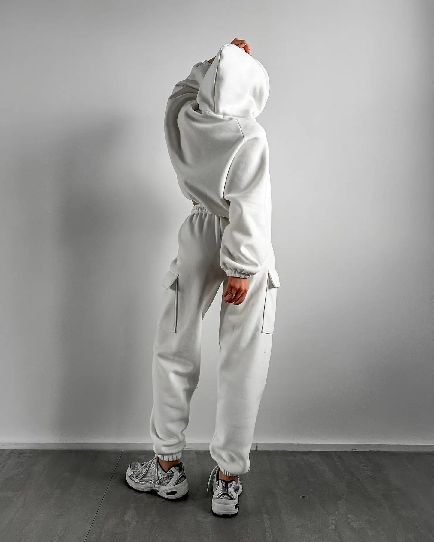 Women's suit sporty clothes™ Long Sleeve Hooded Short Sweatshirt Warm Long Sweatpants