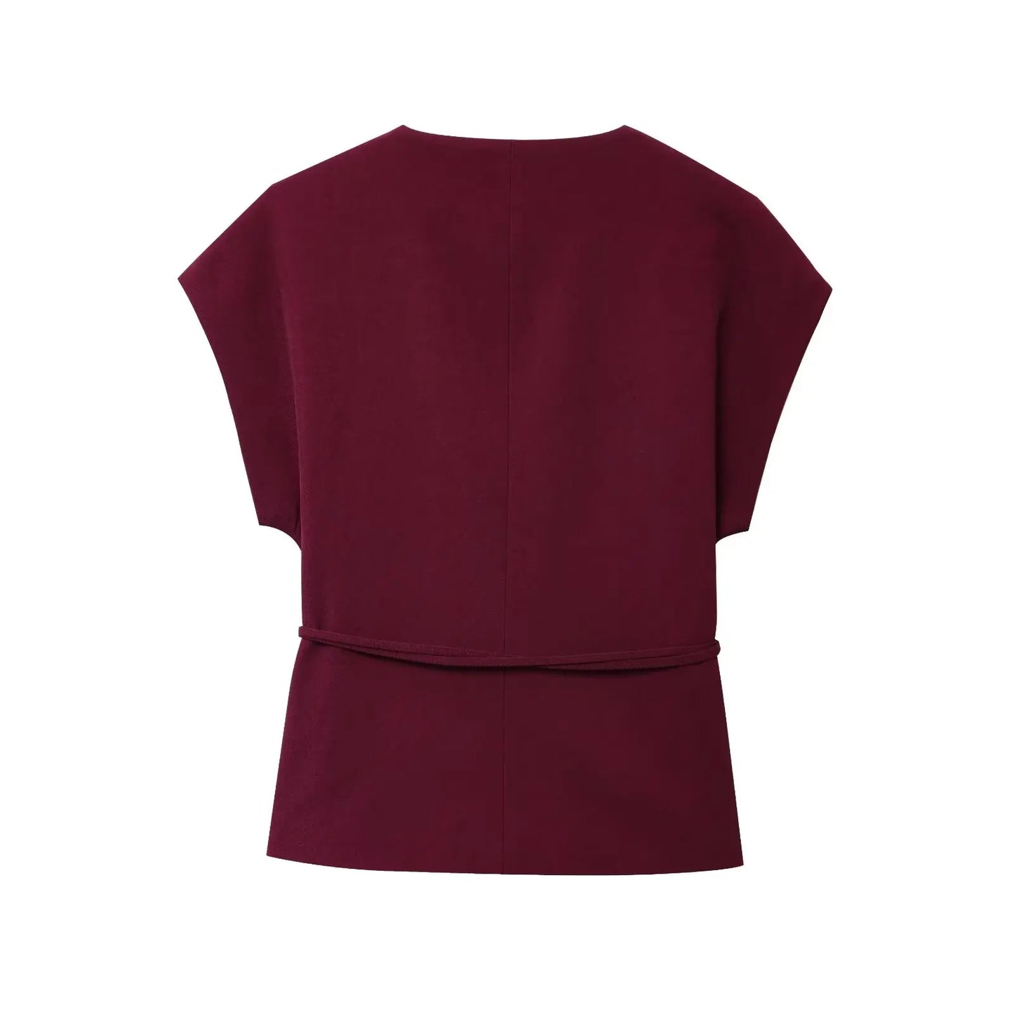 Women's TFMLN Suits™ Sleeveless V-Neck Top With Belt + Straight Pants Set