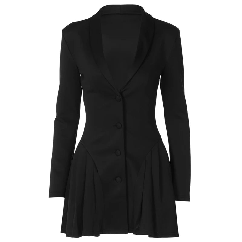 Women's Elegant Dress™ Single-breasted Pleated Mini Dress Fashion Deep V-neck Long Sleeved A-line Dresses