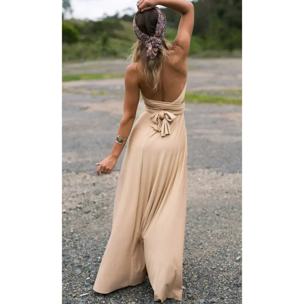 Women's Multi-worn V-neck Long Dress™ Strapped Summer Maxi Dress