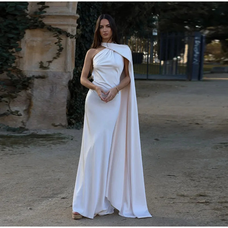 Women's Solid Ribbon Halter Dress™ Off Shoulder Sleeveless Backless Slim Maxi Dresses
