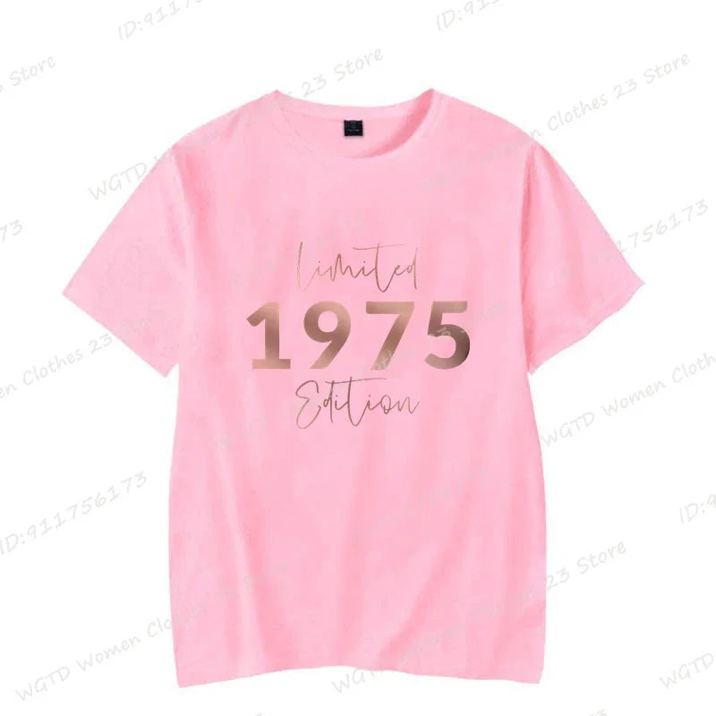 Women's Short Sleeve Crew Neck Tops™ Limited Edition 1975 Vintage Letter Print T-Shirts