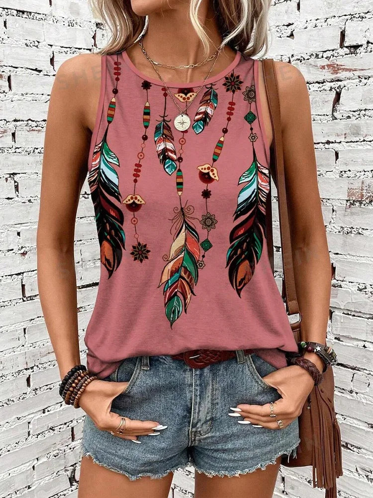Women's Print Tank Tops™ Outdoor Summer Sleeveless Crew-neck Tank Top