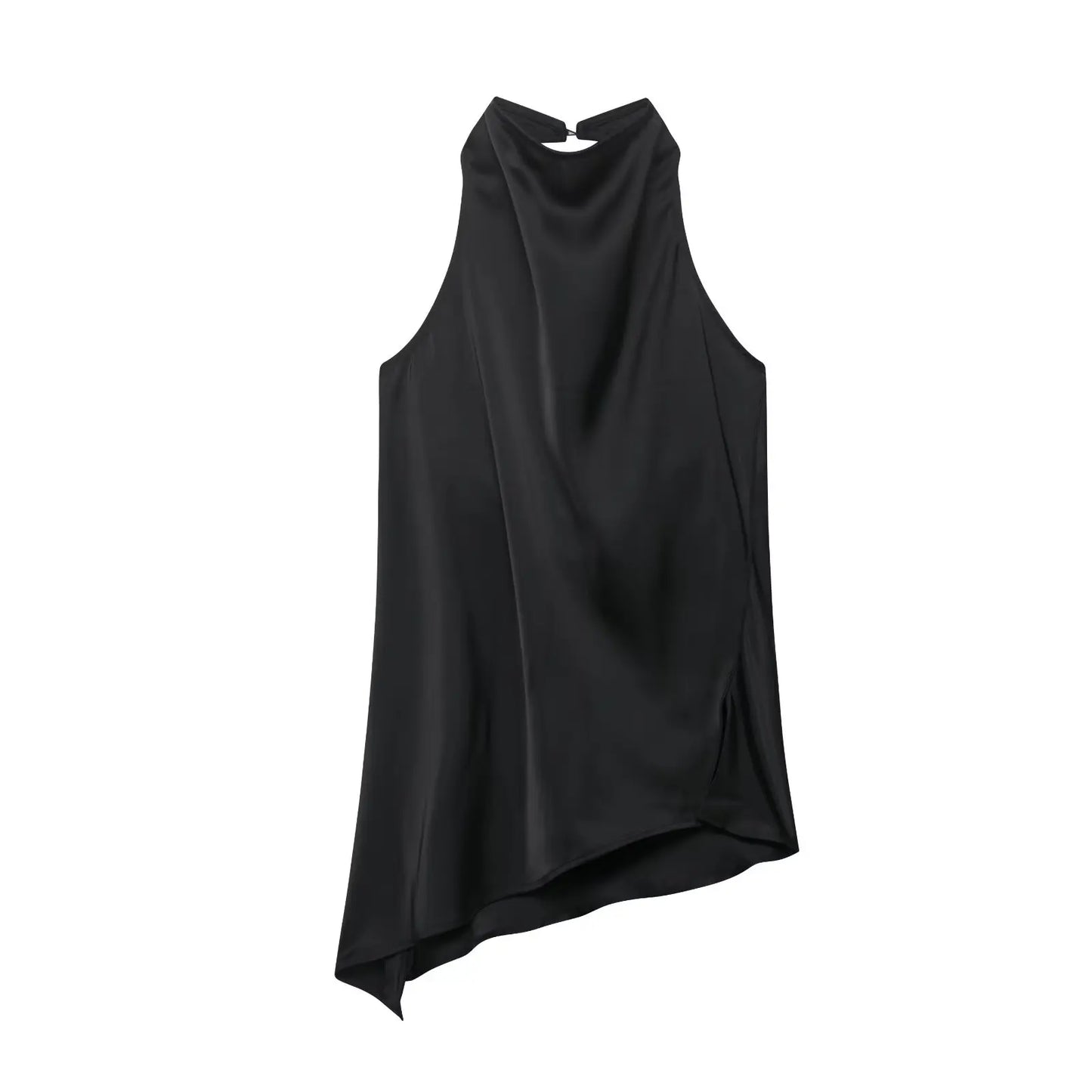 Women's Suit Set™ EDSA Asymmetric Hem Open Back Halter Neck Blouse Mid-rise Straight Long Trousers Suits