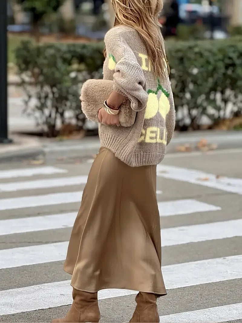 Women's sleeved button sweater™ soft and comfortable loose lantern sleeve knit sweater