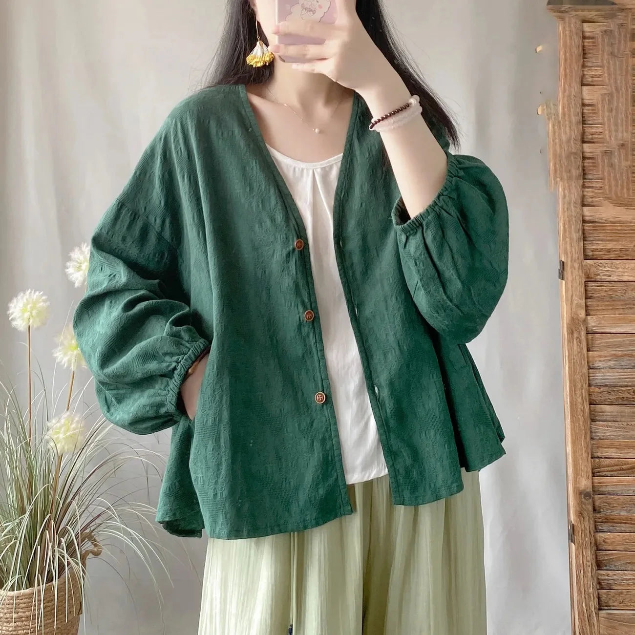 Women's Loose Cotton Linen Summer Tops™ Long Sleeve Shirt Air Conditioning Tank Top