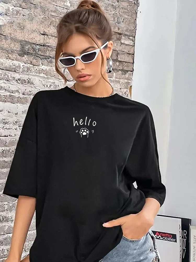 Women's Hirsionsan Graphic Printed Cotton T Shirts™ Oversized Casual Soft Short Sleeve Summer Tops