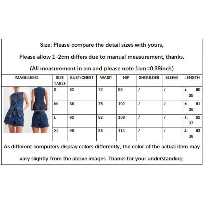 Women's Sleeveless High Waist Summer Suit™ Denim Shorts Sleeveless Vest Set