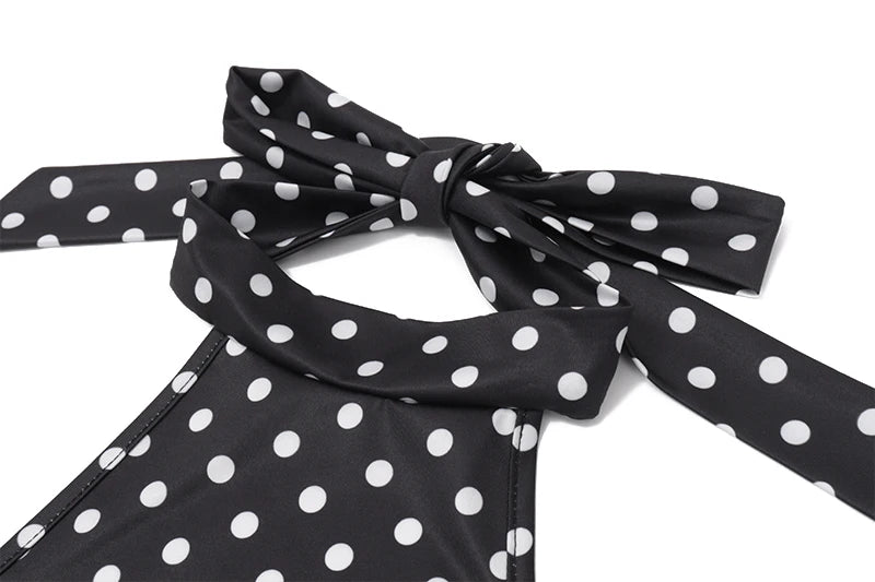 Women's Dress™ Polka Dot Elegant Off Shoulder Sleeveless Backless High Waist Halter Mini Dress