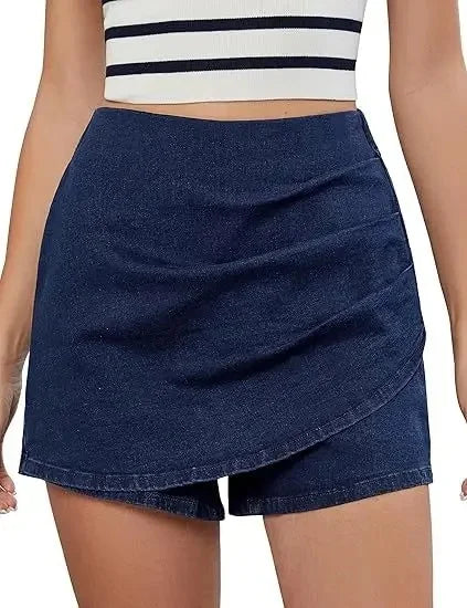 Women's High Waist Denim Shorts™ Elastic Asymmetric Wrap Pants Cross-Border Shorts
