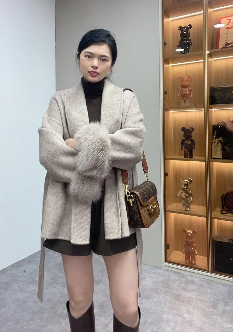 Women's Faux Fox™ Cashmere Short Jacket High End Double-sided Wool Fur Coat