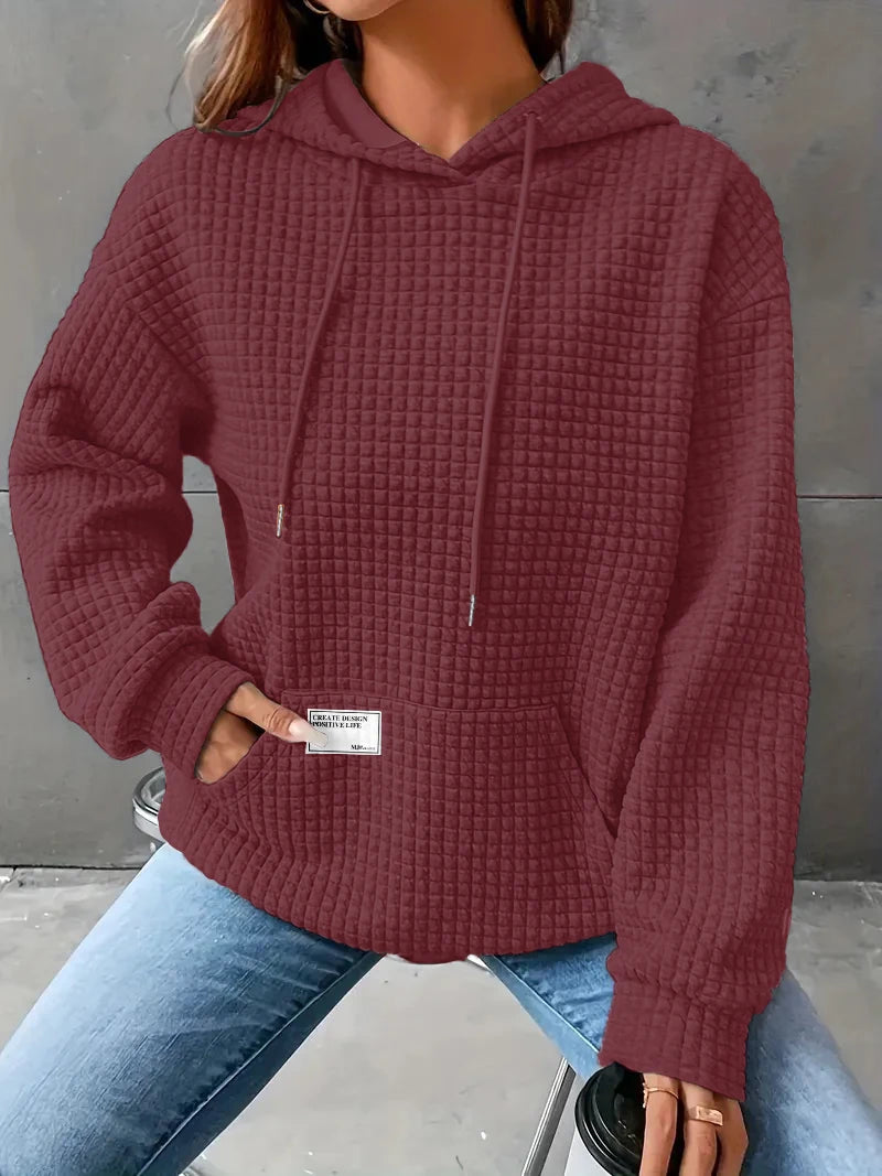 Women's autumn and winter waffle hoodie™ casual sports loose sweatshirt