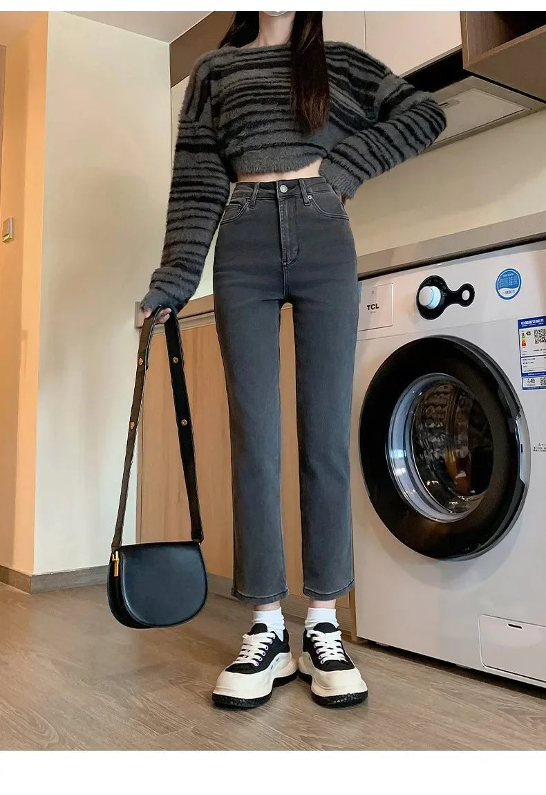 Women's High-waist Straight-leg Jeans™ Versatile Slim Pants