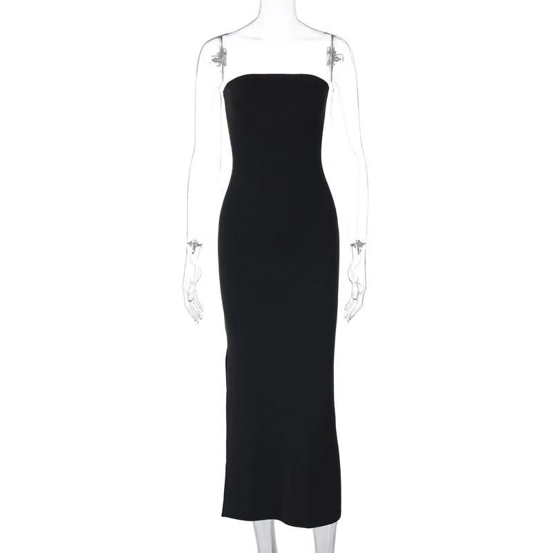 Women's Black Strapless Long Dress™ Bodycon Maxi Prom Dress