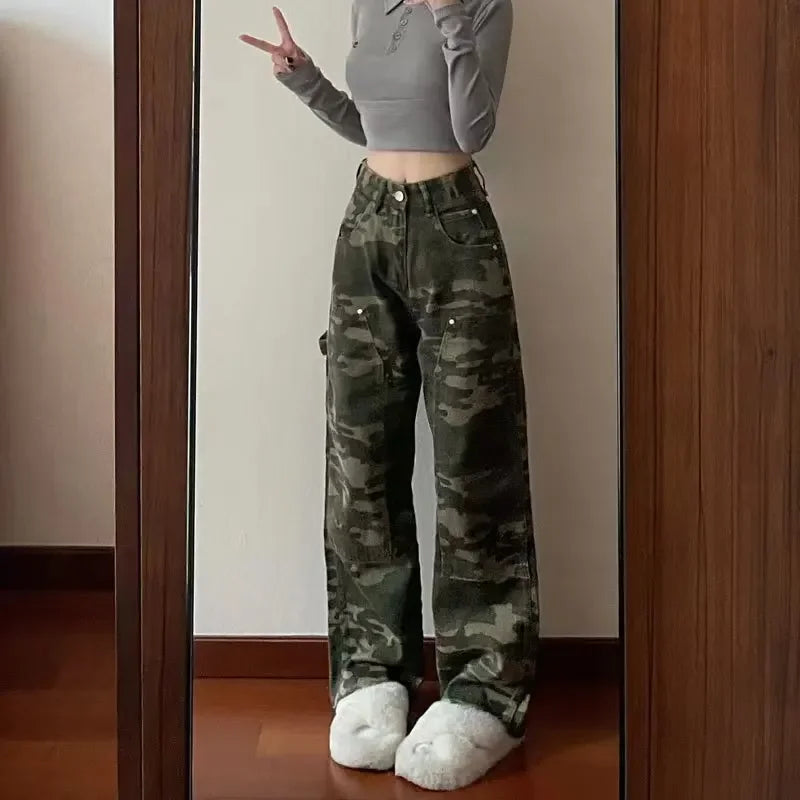 Women's Hip Hop Street Style American Camouflage Jeans™ Wide Leg Loose Fit Pants