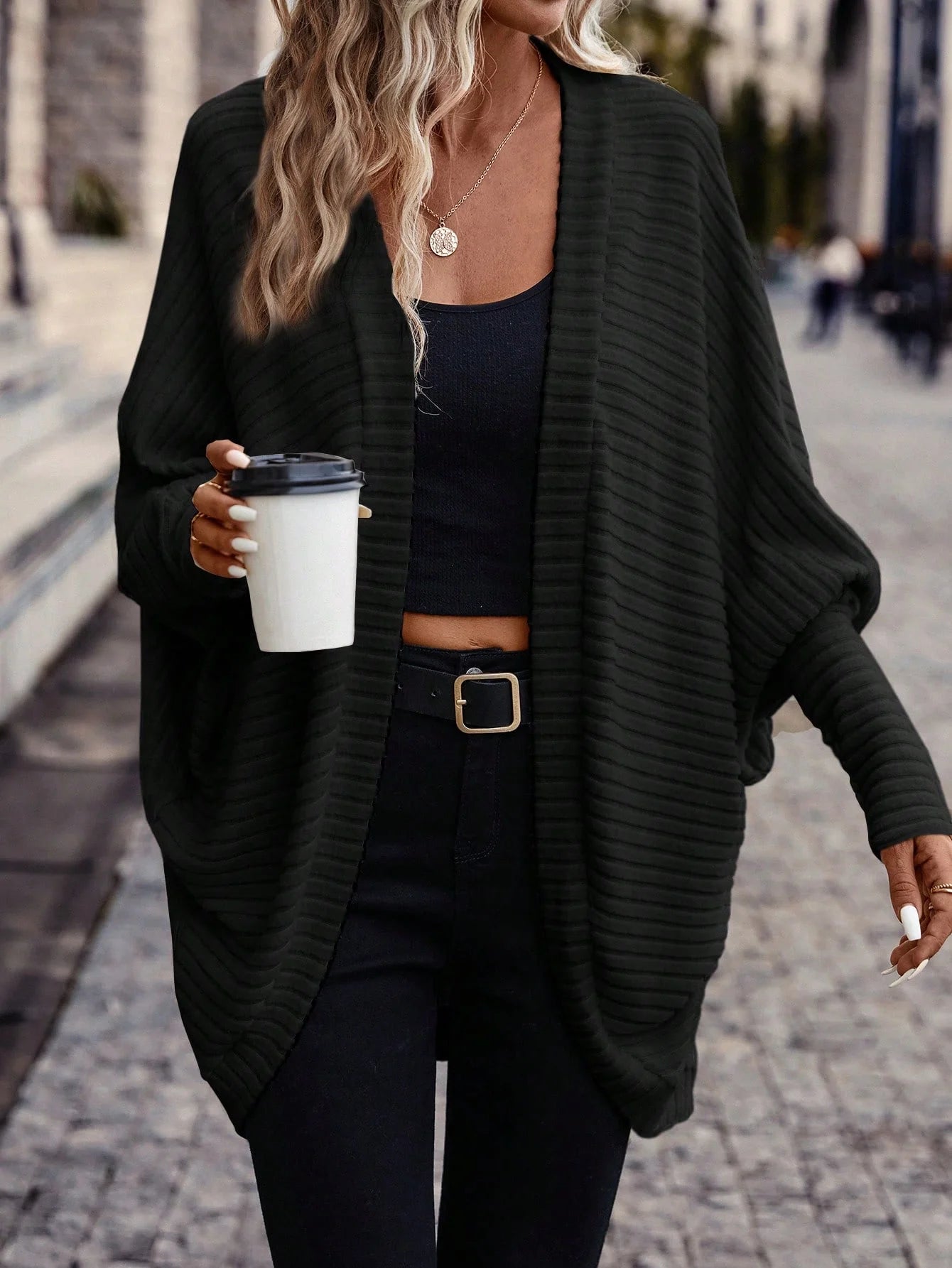 Women's Cardigan Sweaters™ Regular Long Batwing Sleeve Cardigan