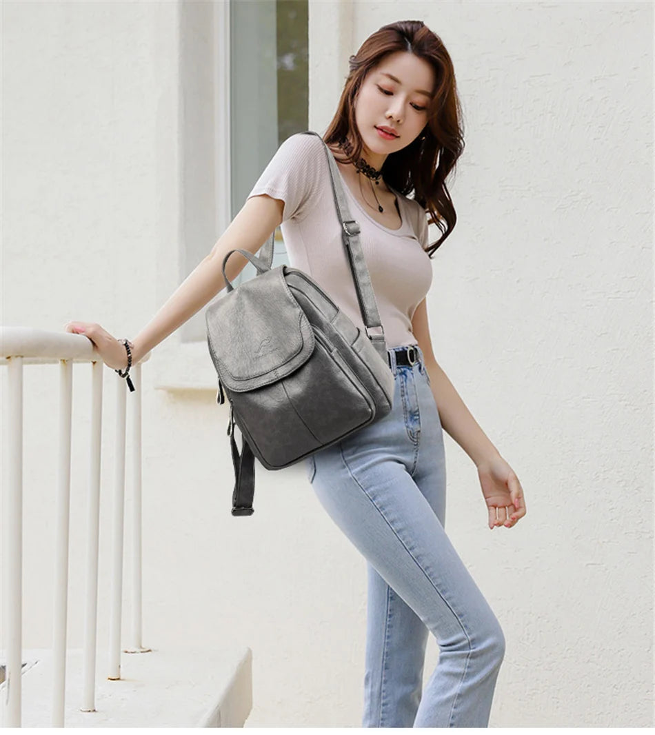 Women's Rucksack Large Capacity Backpack™ PU Leather Vintage Backpack